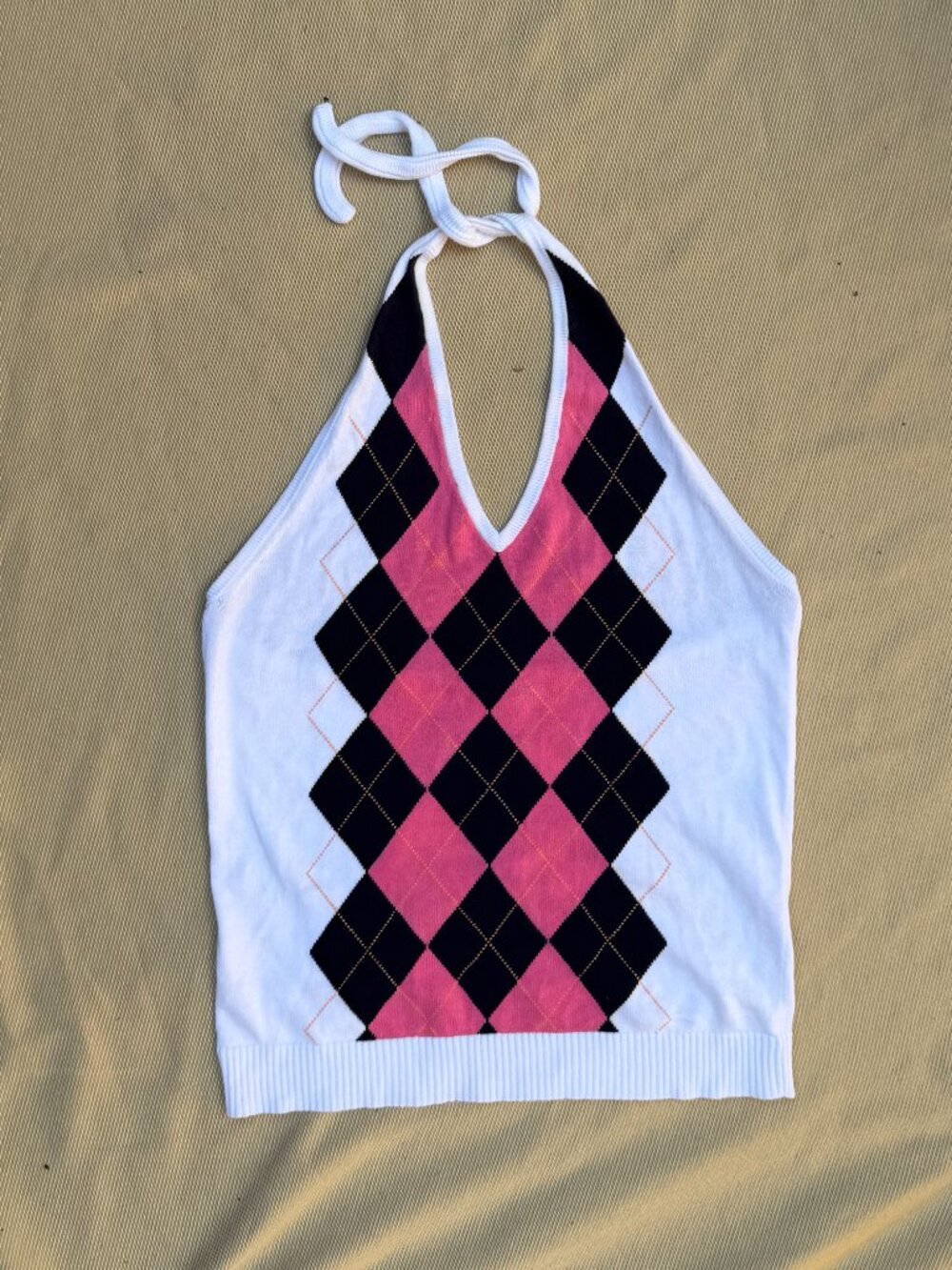 Vintage JCrew Argyle Knit Halter Top Featured in John Tucker Must Die Y2K Grail - Picture 9 of 9